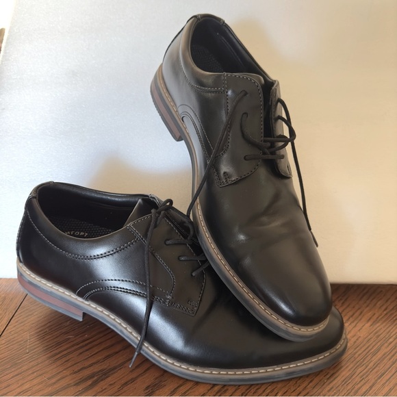 Men's Nunn Bush Carmelo Plain Toe Oxfords Black Dress Shoes 10.5 - Picture 1 of 14